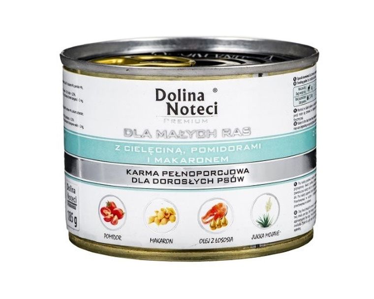 Dolina Noteci, Premium, Adult, cielęcina, pomidory, makaron, puszka dla psa, 180g