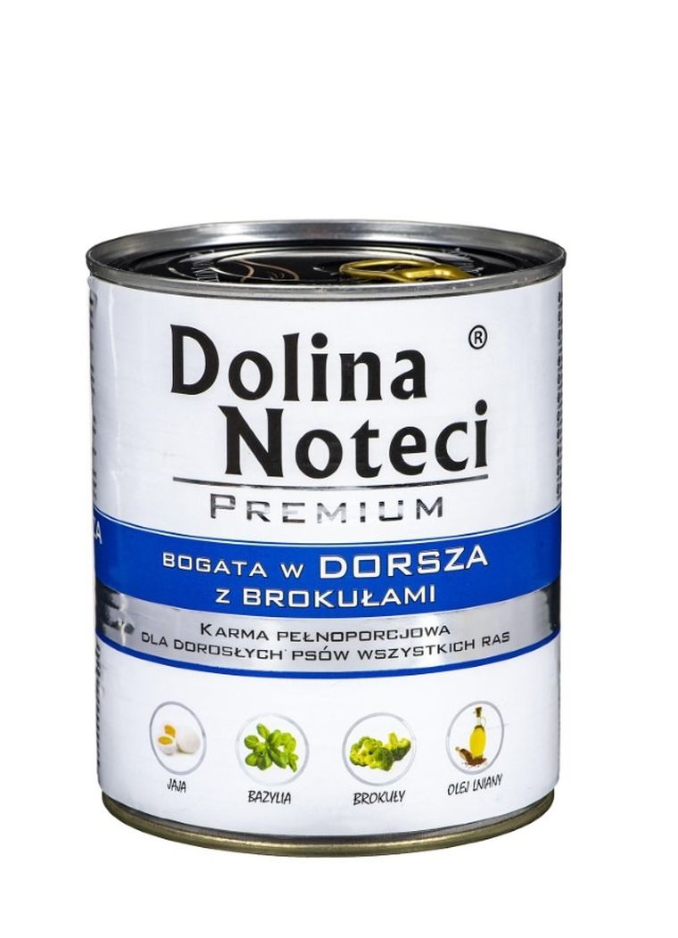 Dolina Noteci, Premium, Adult, dorsz i brokuły, puszka dla psa, 800g