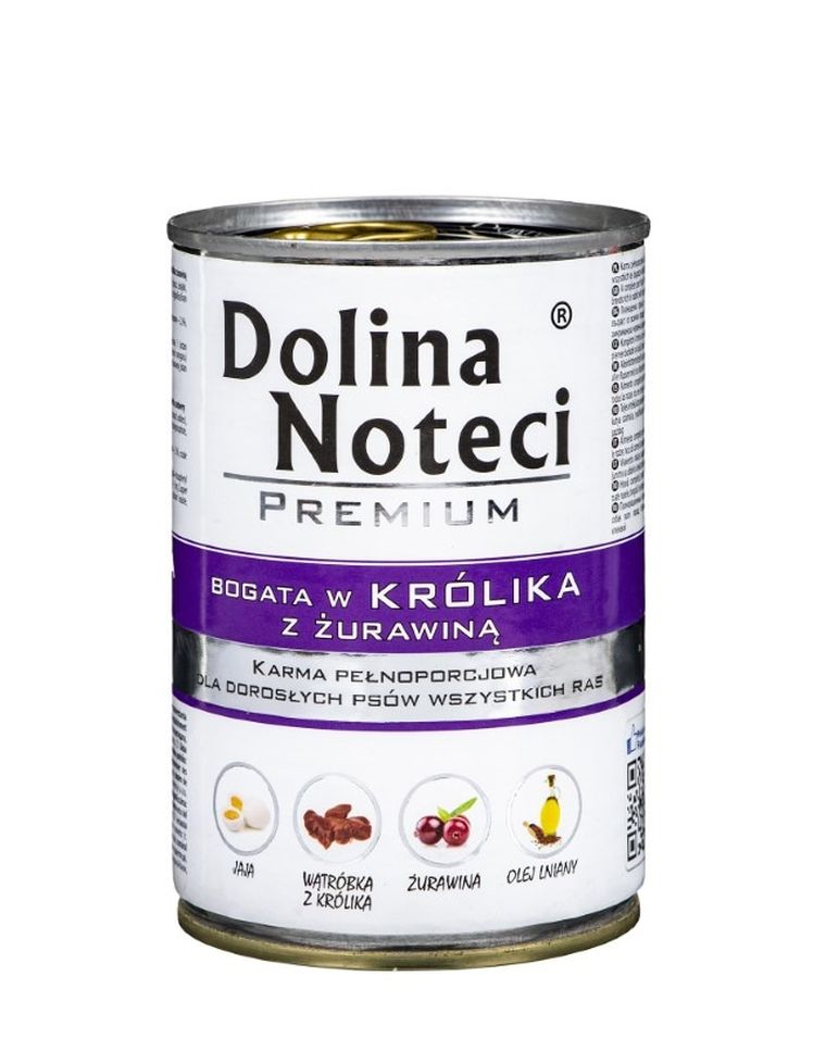 Dolina Noteci, Premium, Adult, królik i żurawina, puszka dla psa, 400g