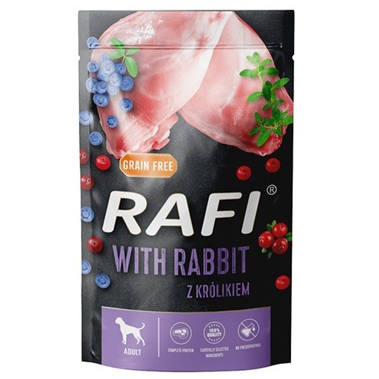 Dolina Noteci, Rafi, karma mokra dla psa, królik, borówka, żurawina, 500 g