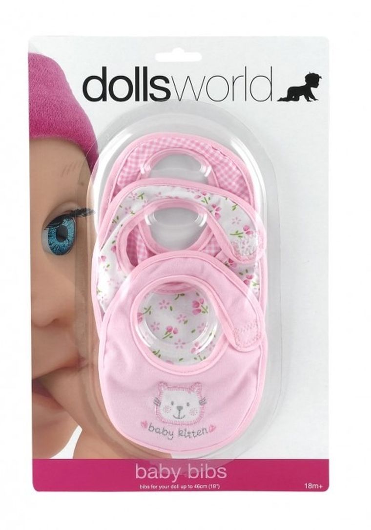 Dolls World, śliniaczki materiałowe dla lalek, 3 szt.