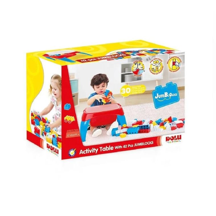 Dolu, stolik aktywności z klockami, 30 elementów