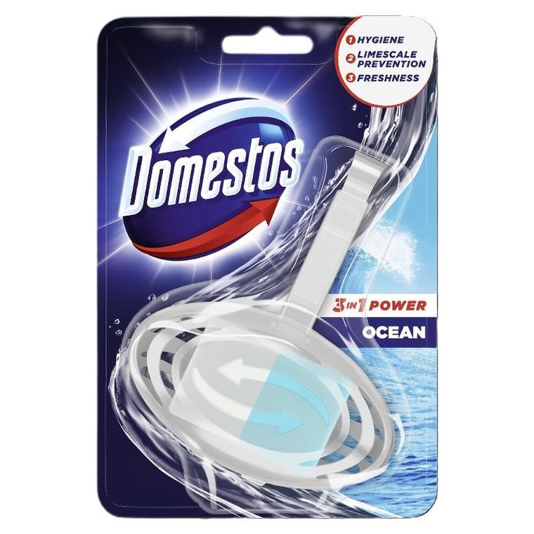Domestos, 3w1 Power, kostka toaletowa do WC, ocean, 35 g
