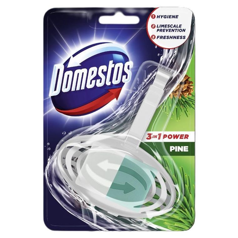 Domestos, 3w1 Power, kostka toaletowa do WC, sosna, 35 g