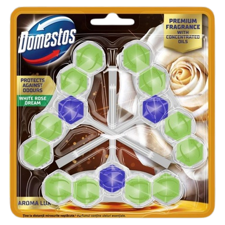 Domestos, Aroma Lux, kostka toaletowa, white rose & green tea tree oil, 3-55 g