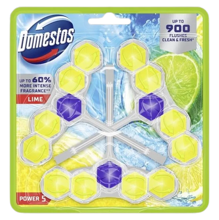 Domestos, Power 5, kostka toaletowa, lime, 3-50 g