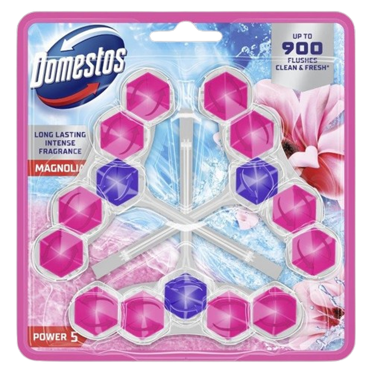 Domestos, Power 5, kostka toaletowa, magnolia, 3-50 g