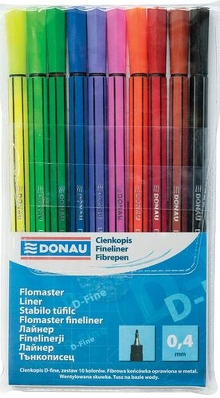 Donau, cienkopis, 10 kolorów, zestaw