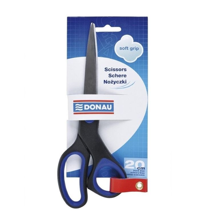 Donau, nożyczki biurowe, soft grip, niebieskie, 20 cm