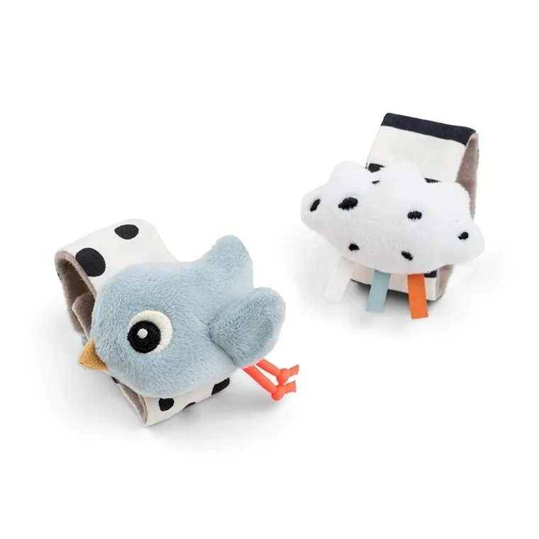 Done by Deer, Happy Clouds, zabawka na rączkę, blue, 2 szt.