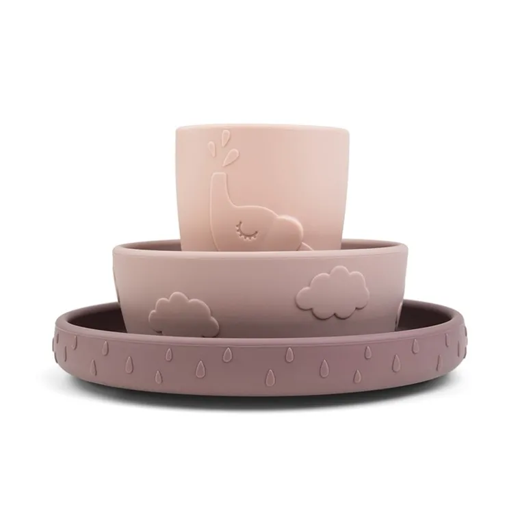 Done by Deer, Stick&Stay, zestaw obiadowy z przyssawką, powder