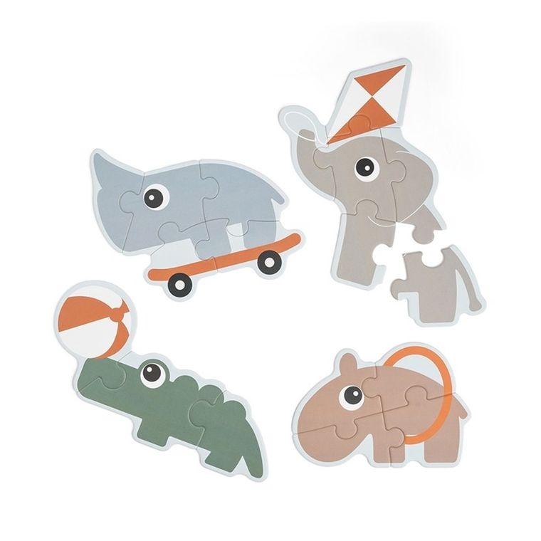 Done by Deer, Zwierzątka na placu zabaw, pierwsze puzzle 4w1