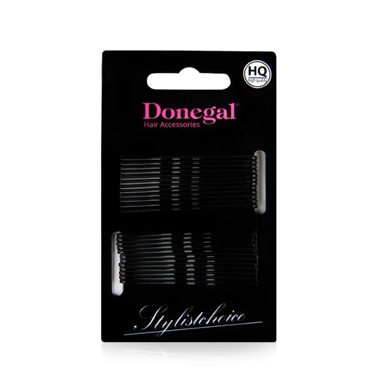 Donegal, HQ, wsuwka do włosów, czarna, 5 cm, 24 szt.