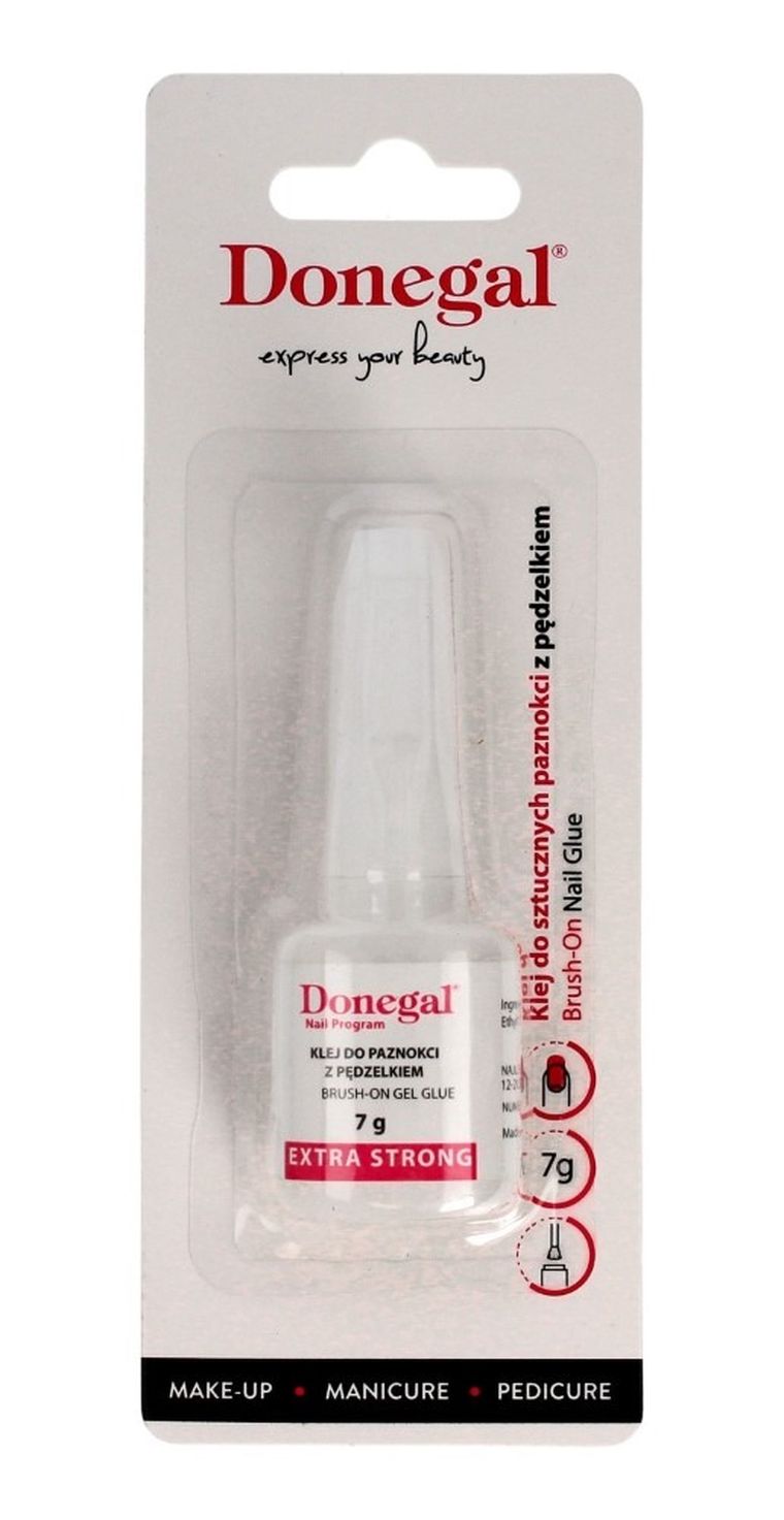 Donegal, klej do sztucznych paznokci z pędzelkiem, transparentny, 7g