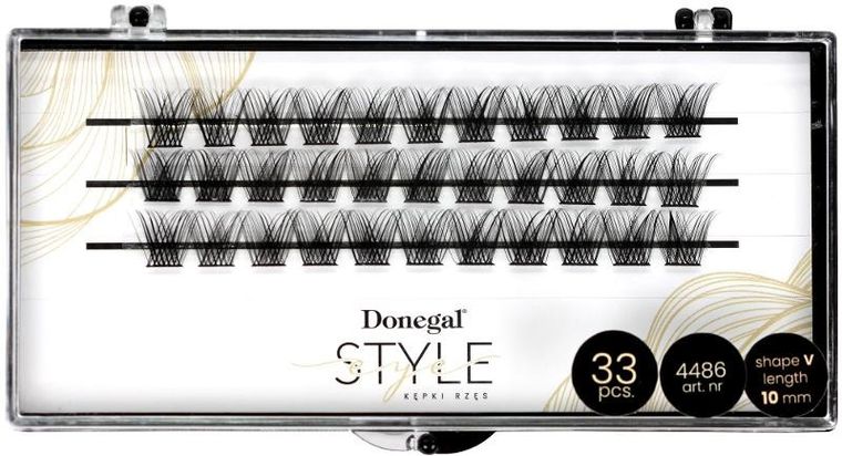 Donegal, V-Eye Style, sztuczne rzęsy, kępki, 10 mm