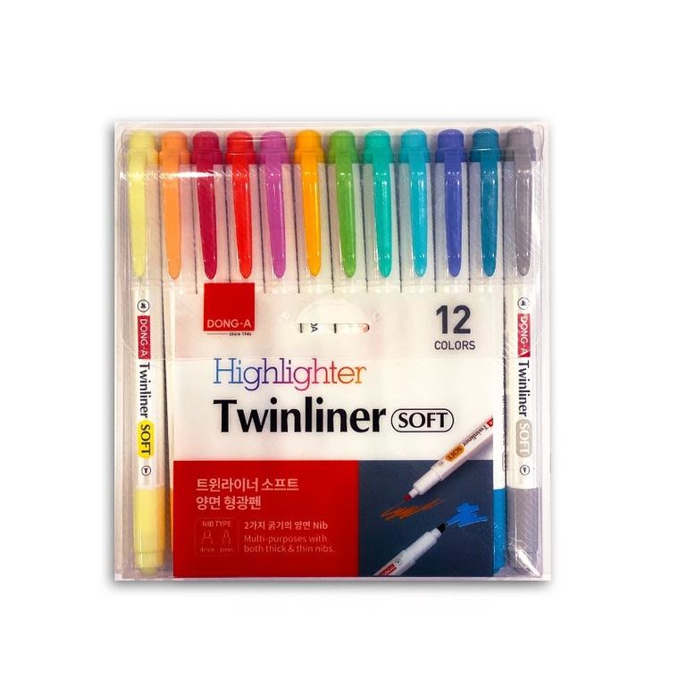 Dong-A, zakreślacz dwustronny, pastelowy, 12 kolorów