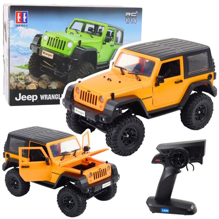 Double E, Jeep Wrangler Rock Crawler, pojazd terenowy zdalnie sterowany, 1:14, pomarańczowy