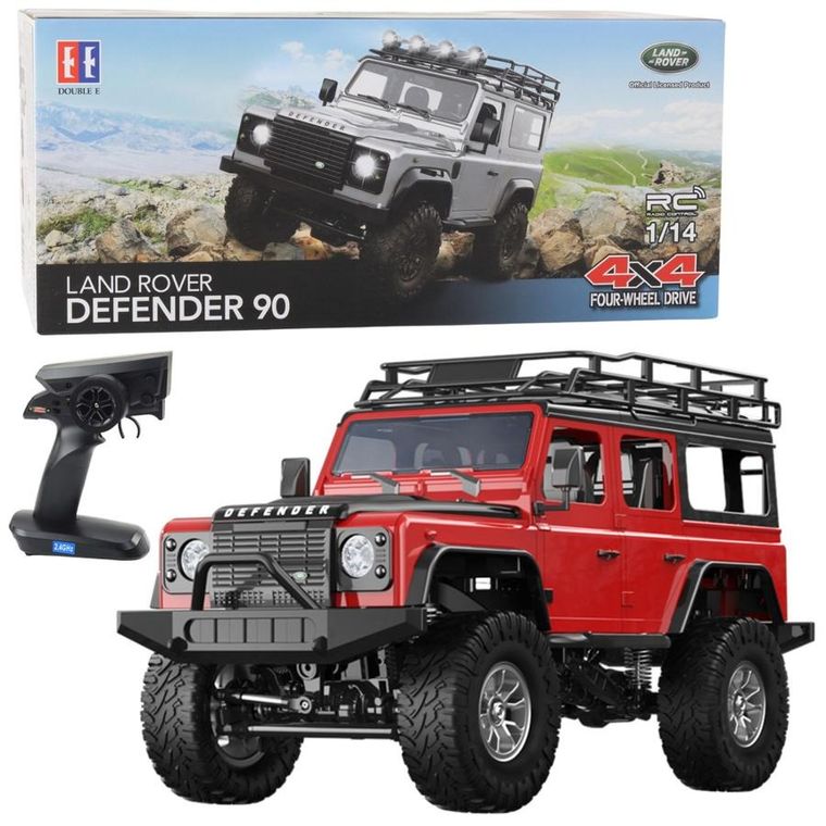 Double E, Land Rover Defender 90 pojazd terenowy zdalnie sterowany, 1:14, czerwony