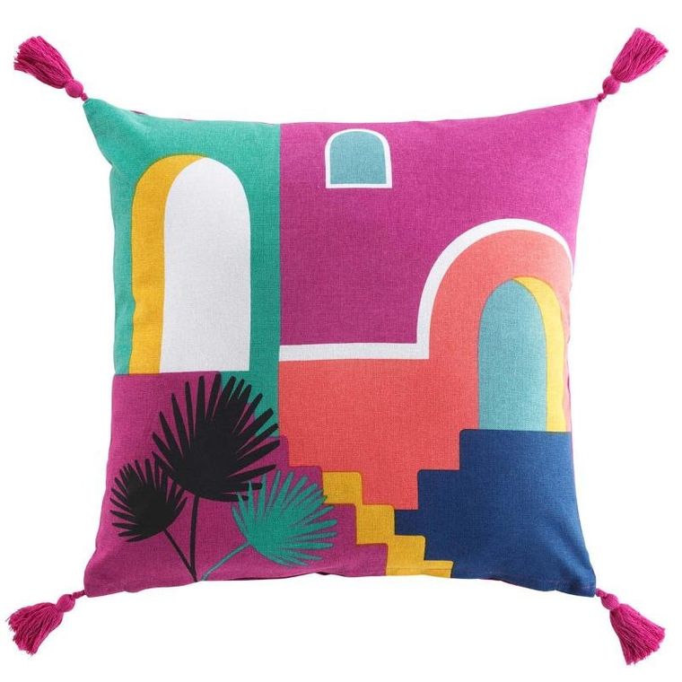 Douceur d'intérieur, bawełniana poduszka ozdobna z nadrukiem, Senorita, 45-45 cm