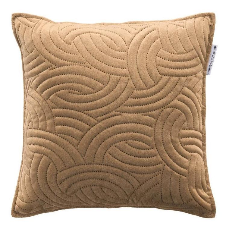 Douceur d'intérieur, błyszcząca poszewka dekoracyjna do salonu, Solange, tłoczony wzór, brązowa