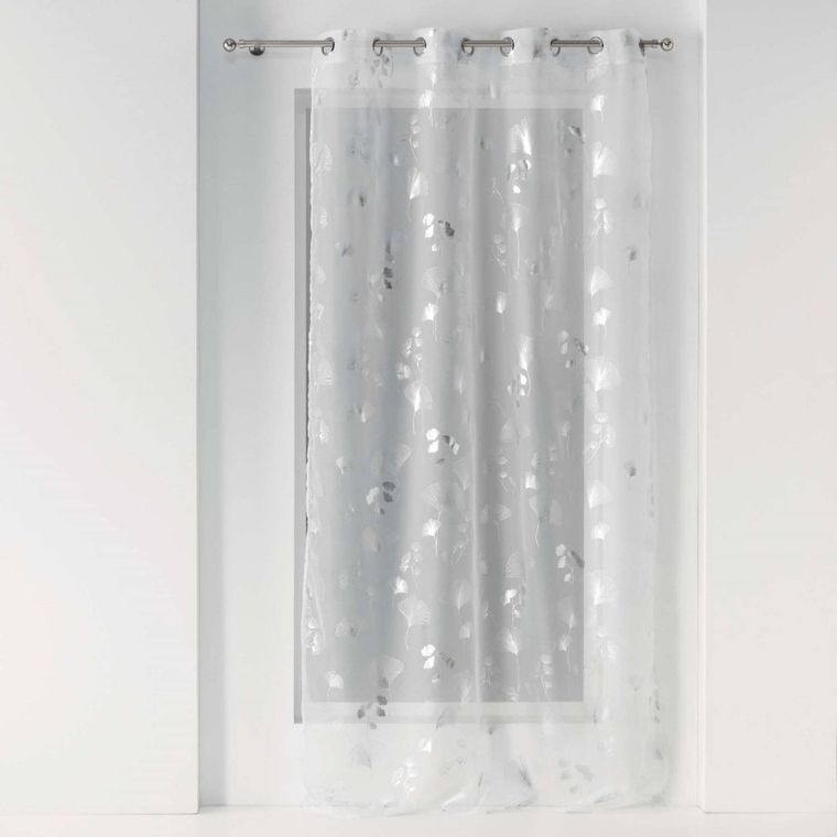 Douceur d'intérieur, firana błyszcząca, Bloomy, biała, 140-240 cm