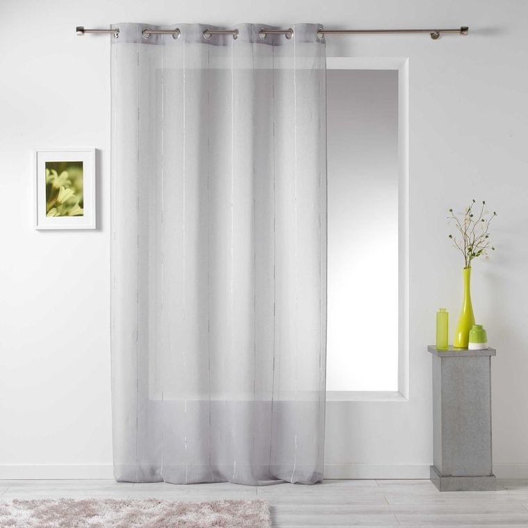 Douceur d'intérieur, firana na przelotkach, szara, Linahe, 140-260 cm