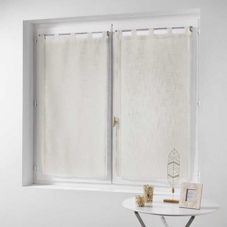 Douceur d'intérieur, krótka firana do kuchni, Holtona, 60-160 cm, naturalna, 2 szt.