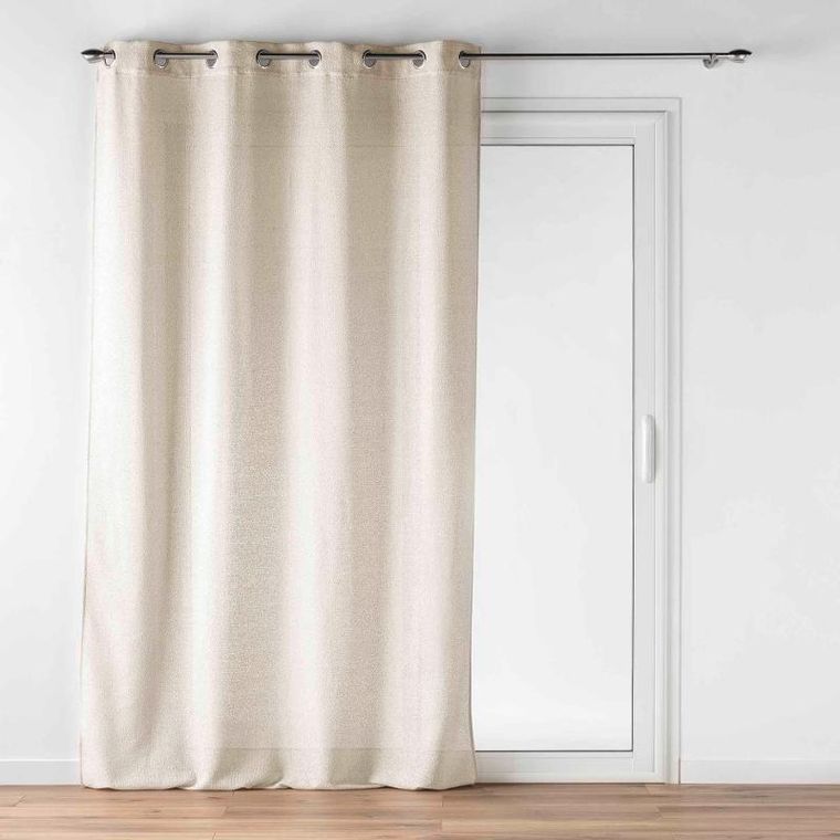 Douceur D'intérieur, Luoline, beżowa firanka na przelotkach z efektem lnu, 140-240 cm