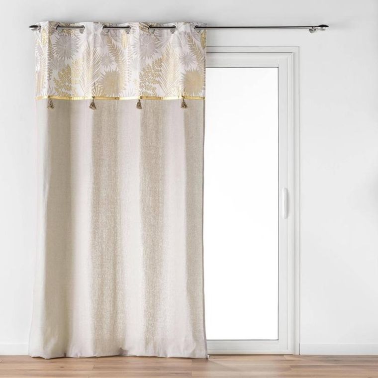 Douceur D'intérieur, Melisse, zasłona ze złotym wzorem i frędzlami, 140-240 cm