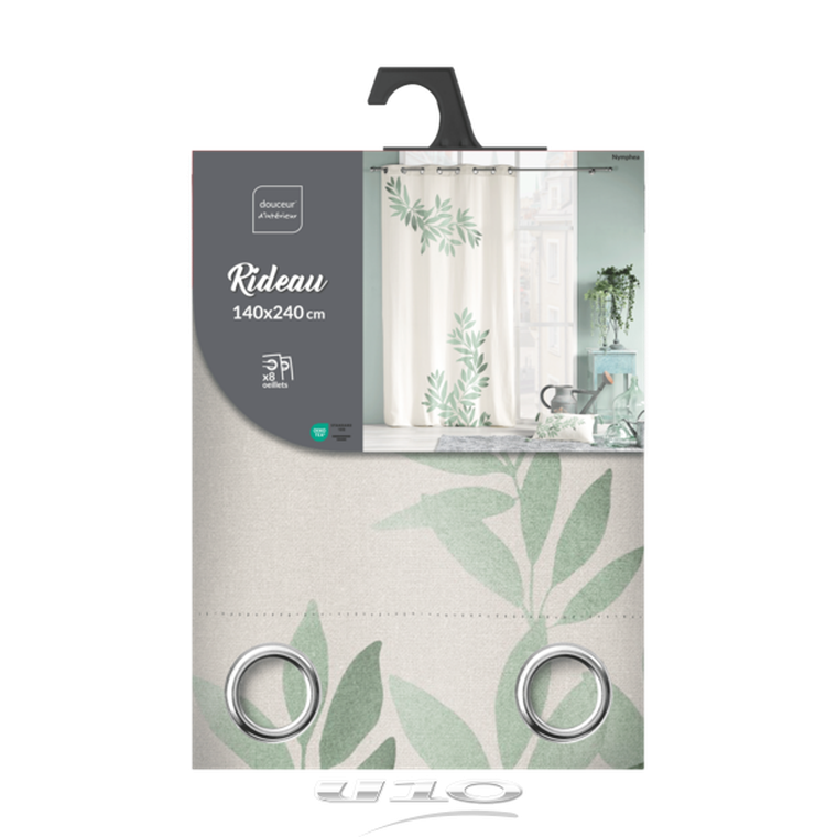 Douceur D'intérieur, Nympa, zasłona z drukowanym motywem liści, 140-260 cm