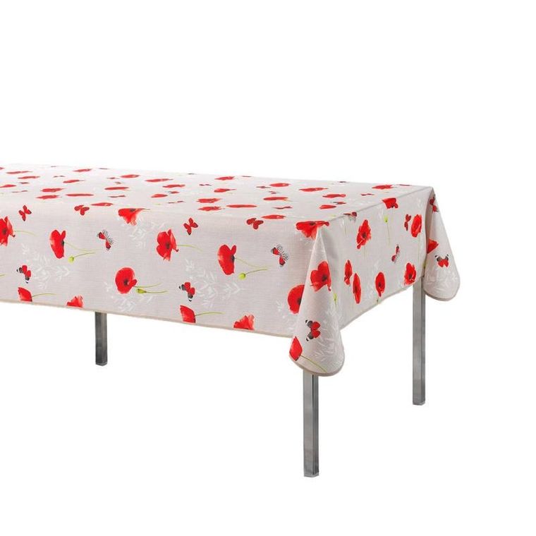 Douceur d'intérieur, obrus na stół prostokątny, Sweet Poppy, w maki, 150-240 cm