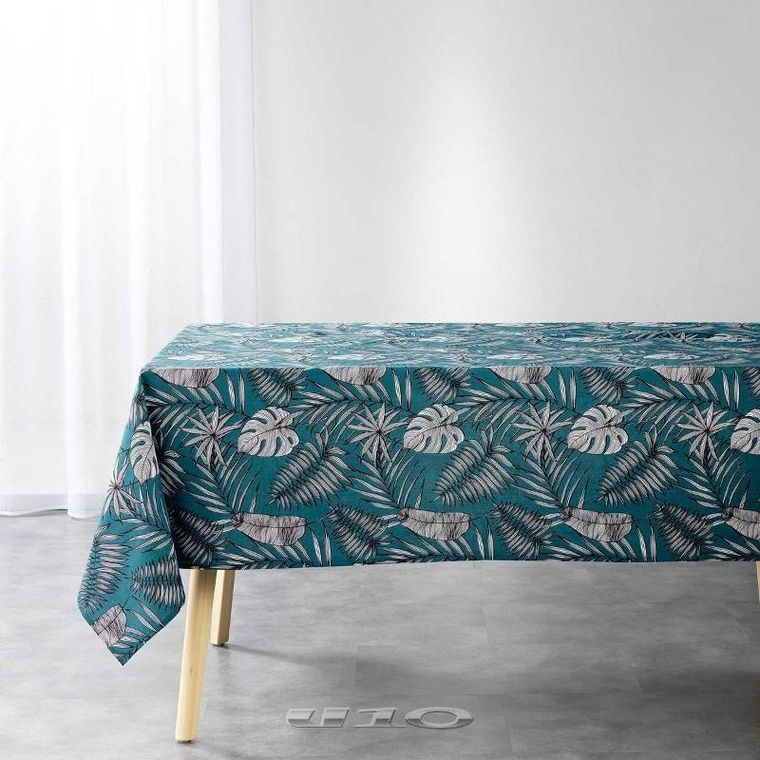 Douceur d'intérieur, obrus prostokątny z motywem liści egzotycznych, 140-240 cm