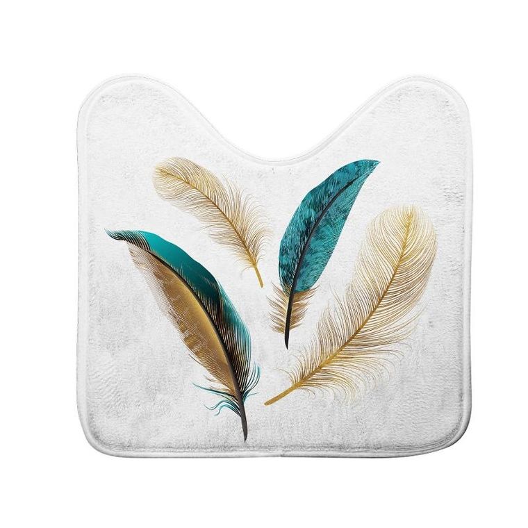 Douceur D'intérieur, Plumiss, dywanik toaletowy ze złotym wzorem, 45-45 cm