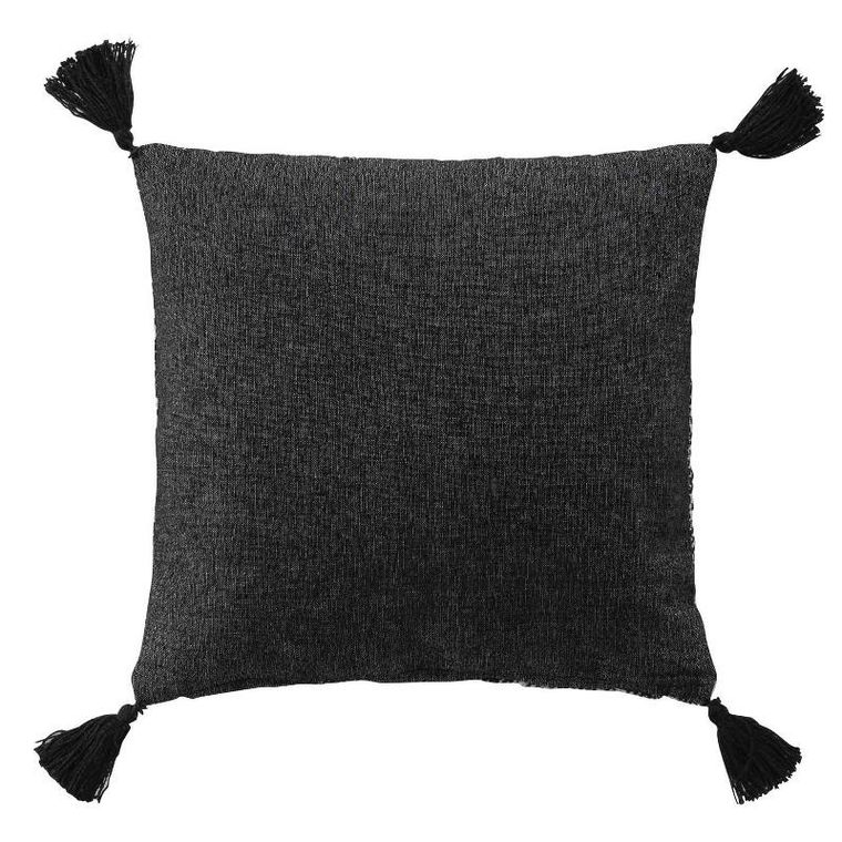 Douceur d'intérieur, poduszka dekoracyjna do salonu, Janna, z frędzlami, bawełniana, 40-40 cm