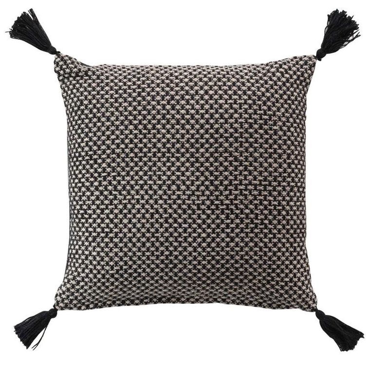 Douceur d'intérieur, poduszka dekoracyjna do salonu Jennie, bawełniana, z frędzlami, 40-40 cm