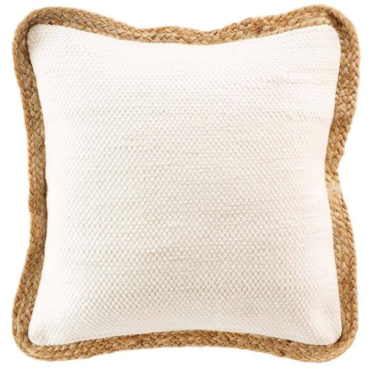 Douceur d'intérieur, poduszka dekoracyjna z jutową lamówką, 45-45 cm