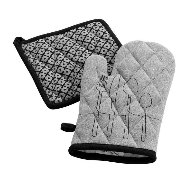 Douceur d'intérieur, rękawica kuchenna + podkładka, Cuisiline, bawełna z recyklingu