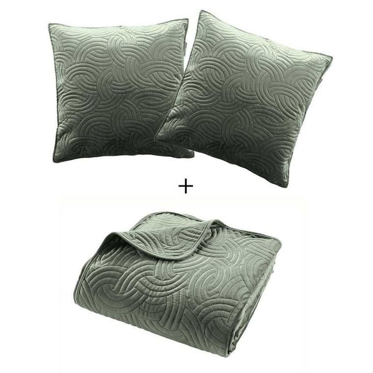 Douceur D'intérieur, Solange, welwetowy komplet pościeli, narzuta + 2 poszewki na poduszki