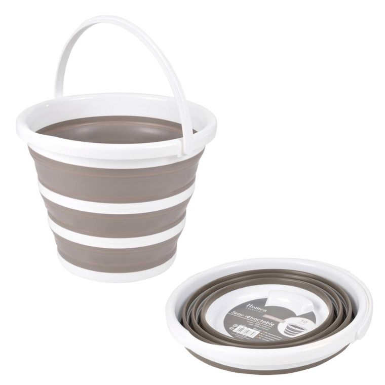 Douceur d'intérieur, wiadro składane, 10l, silikonowe, taupe