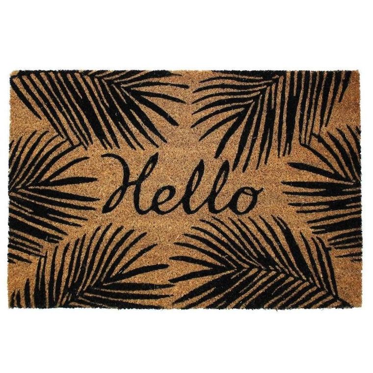 Douceur d'intérieur, wycieraczka z włókna kokosowego z nadrukiem, Hello, 40-60 cm