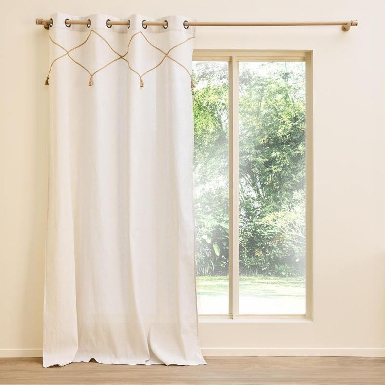 Douceur d'intérieur, zasłona okienna z jutowym dekorem, 140-240 cm, Lacia