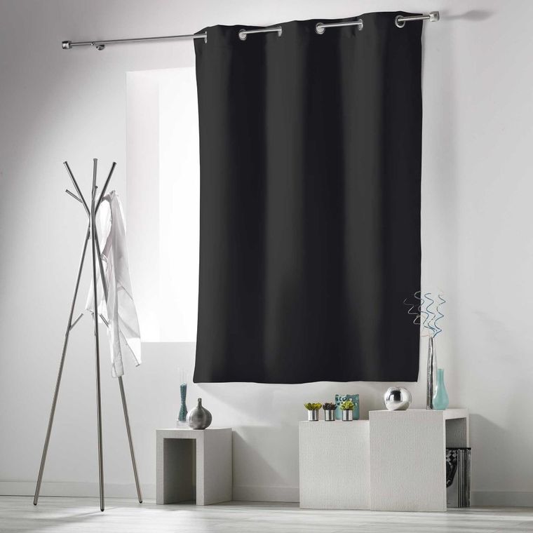 Douceur d'intérieur, zasłona zaciemniająca, na przelotkach, 140-180 cm, czarna