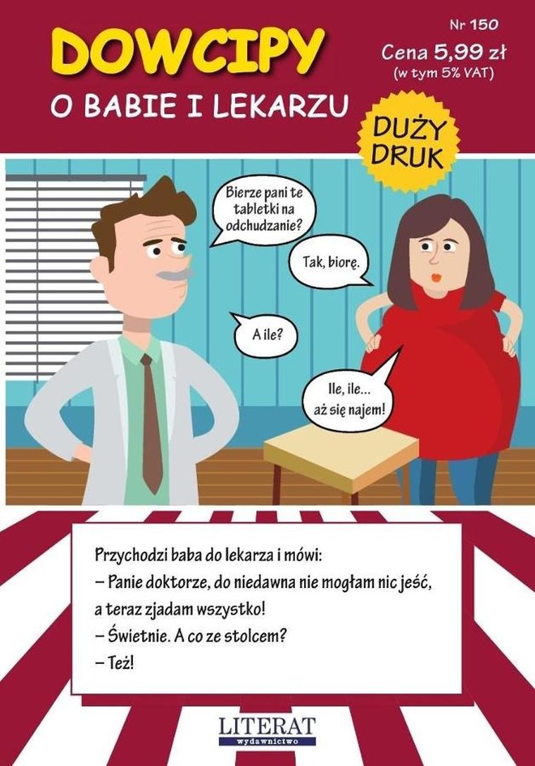 Dowcipy. O babie i lekarzu. Duży druk. Nr 150