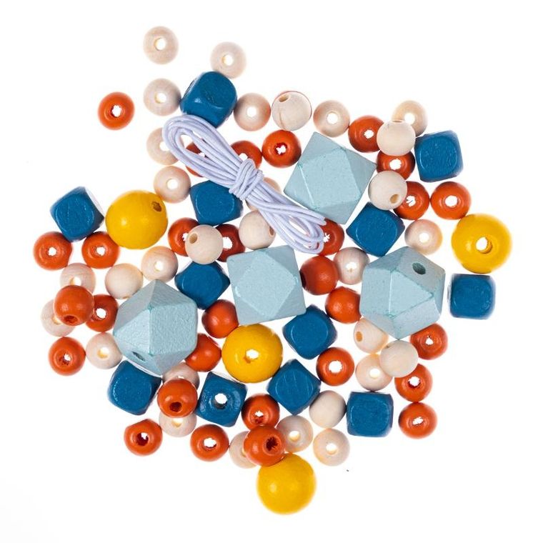 DP Craft, drewniane koraliki, kolorowe, dusty pastel, 80 szt.