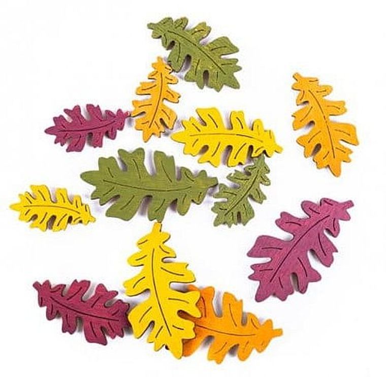 DP Craft, drewniane liście klonu, 4 kolory, 12 szt.