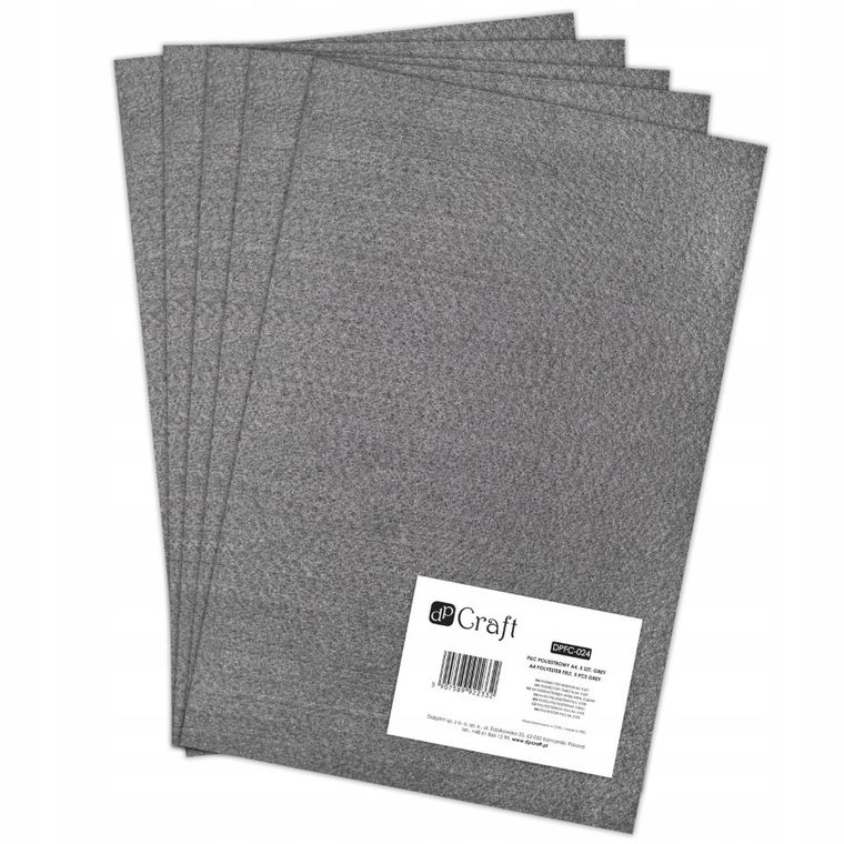 DP Craft, filc poliestrowy A4, grey, 5 szt.