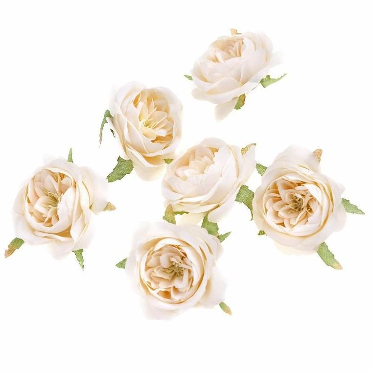 DP Craft, główki kwiatowe, kamelia, kremowe, 6 szt.