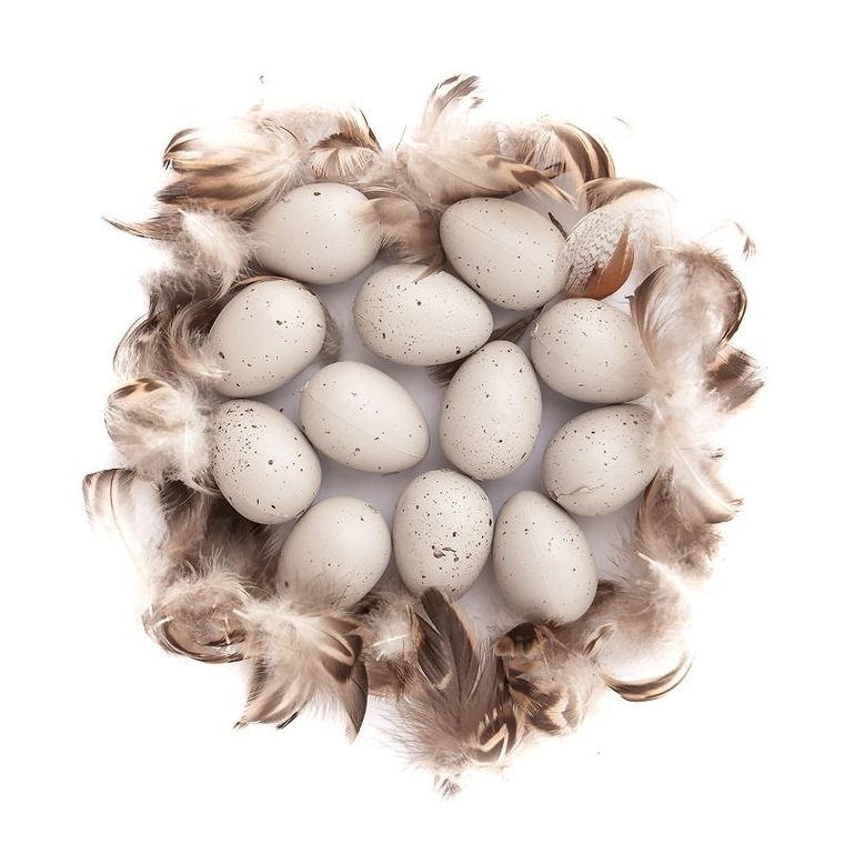 DP Craft, jajka przepiórcze i piórka, beżowe