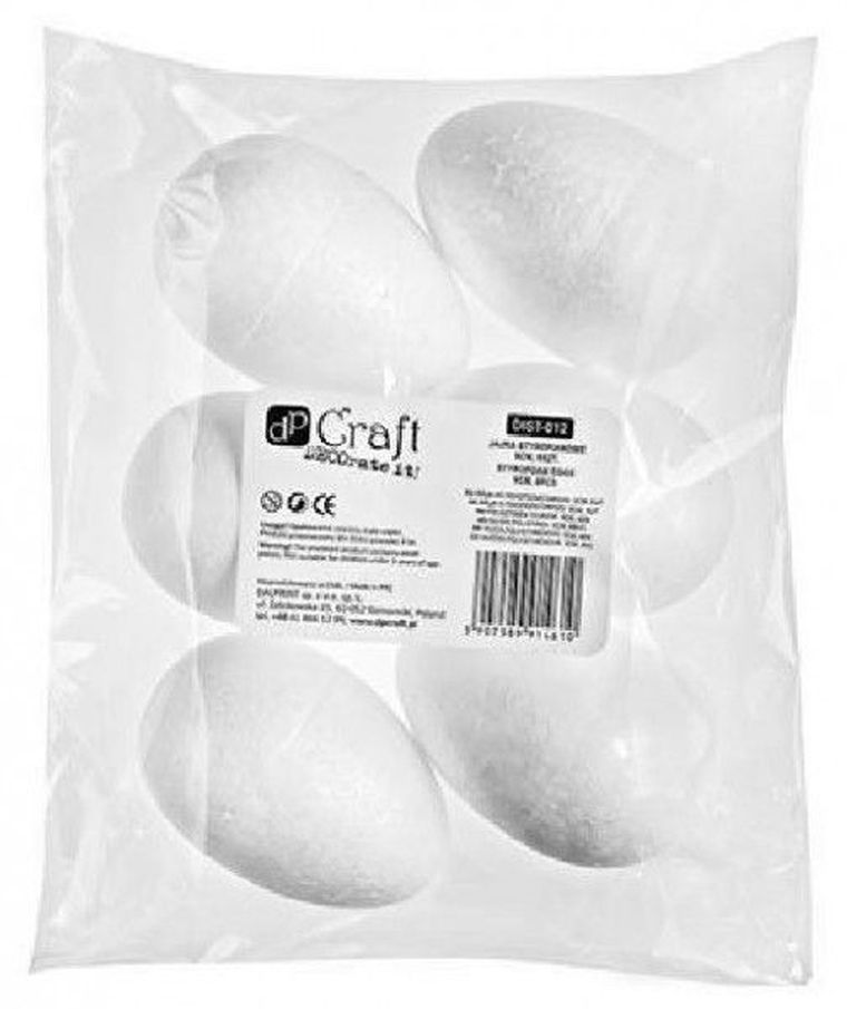 DP Craft, jajka styropianowe, 9 cm, 6 szt.