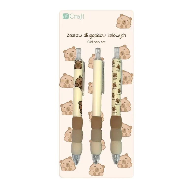 DP Craft, Kapibara, długopisy żelowe, czarne, 3 szt.